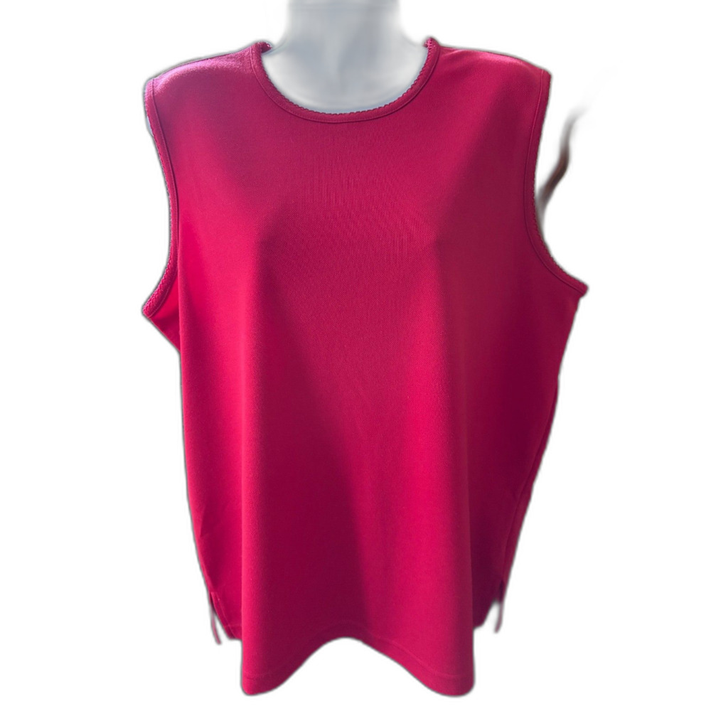 Bon Worth Size Petite Large Women’s Shell Blouse Poly/Cotton Red 44" Bust 26" L